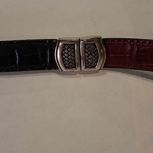 Brighton Reversible Red Black Two Tone Leather Belt